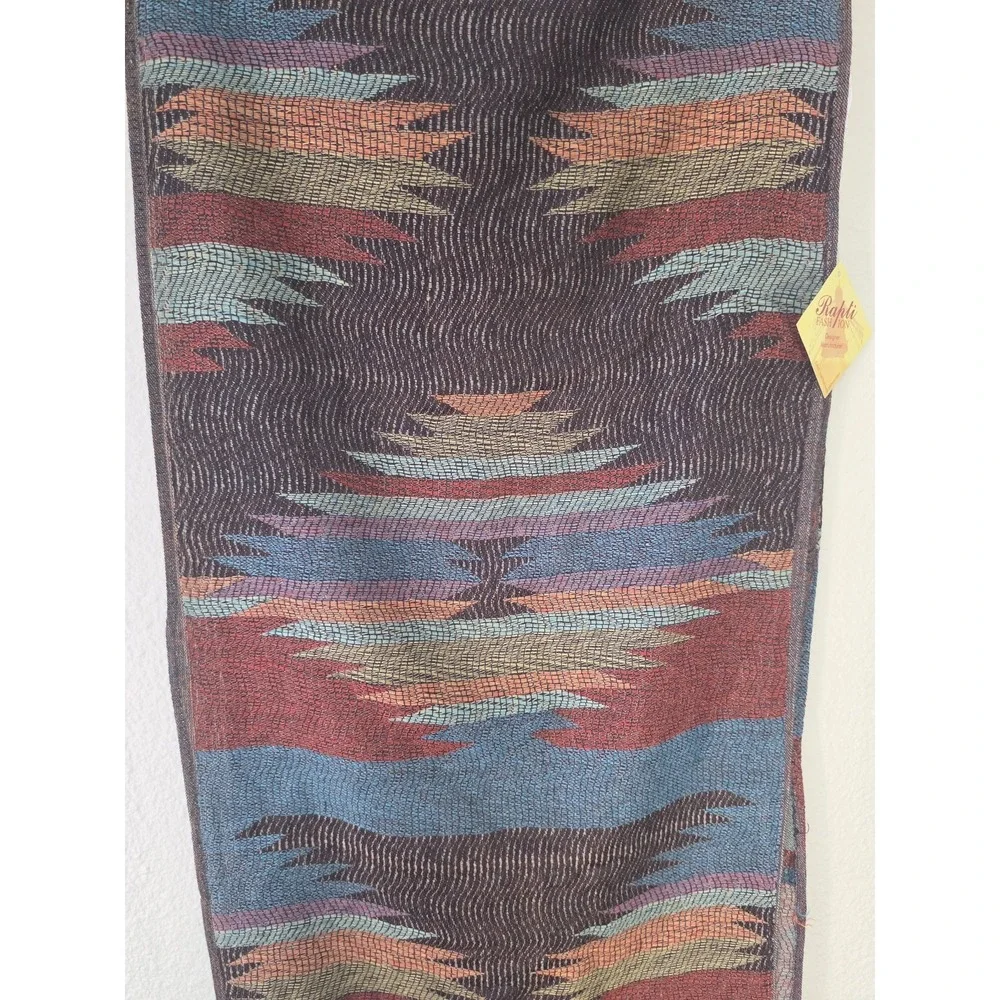 NWT Rapti Fashion Infinity Scarf Wool Silk Multicolor Geometric Boho Wrap Shawl
